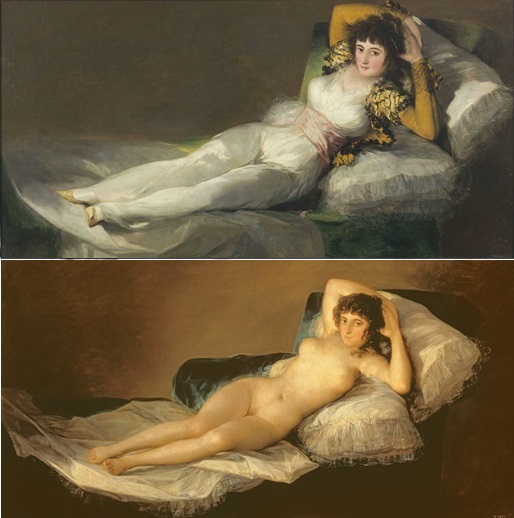 The Clothed Maja and The Nude Maja by Francisco Goya