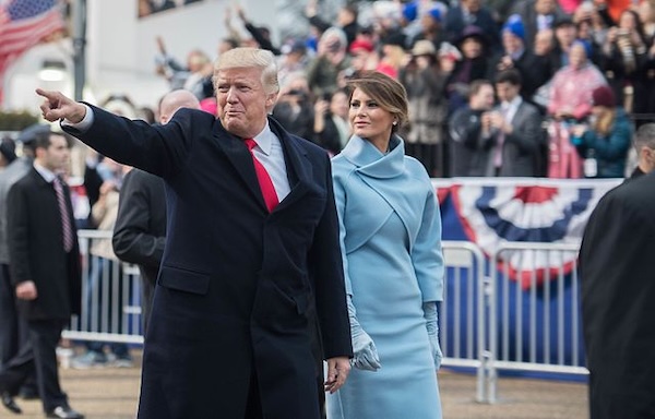 Donald Trump and Melania Trump during the 58th Presidential Inaugural Parade in Washington, D.C., January 20, 2017