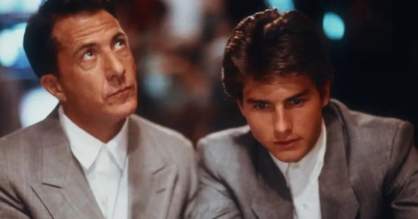 Dustin Hoffman and Tom Cruise in a scene from the 1988 film Rain Man